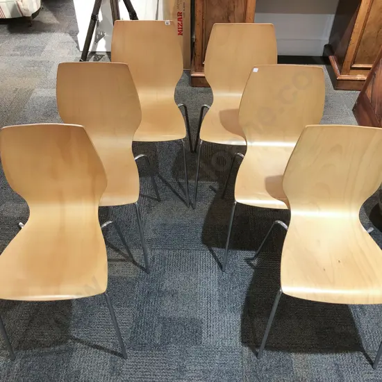Six Cintesi Modern Ply Stacking Chairs