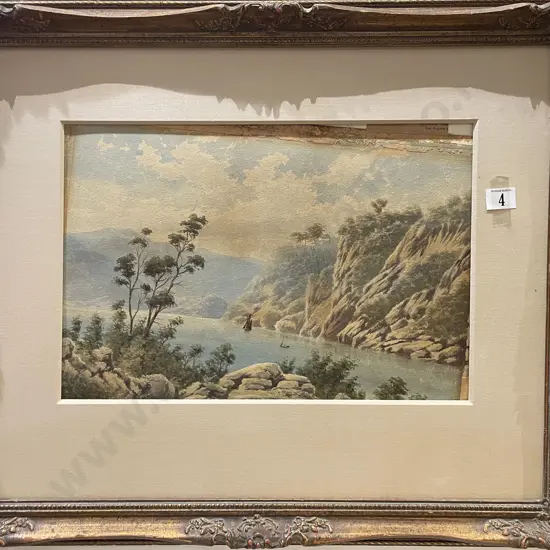 Attributed Tom Peerless - NZ Lake with Sailboats - Watercolour