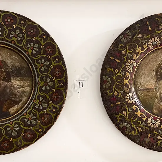 Pair of Early C20th Russian Wedding Portraits on Wooden Panels