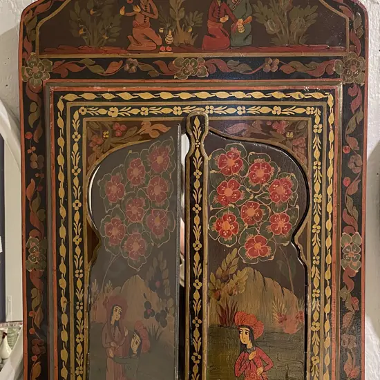 Arabian North African Lacquered Wall Mirror with doors