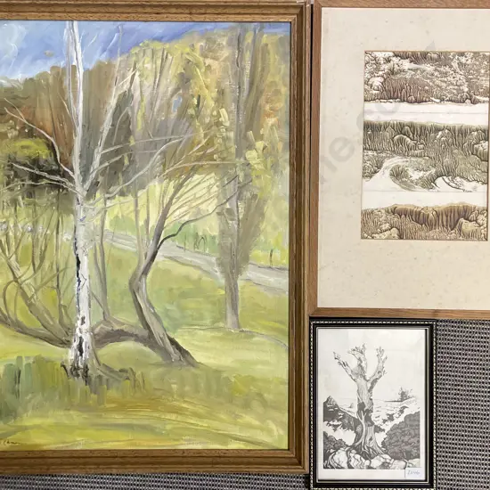 Robina Cameron - Oil on Board Together with Ray Hammond Print and Other