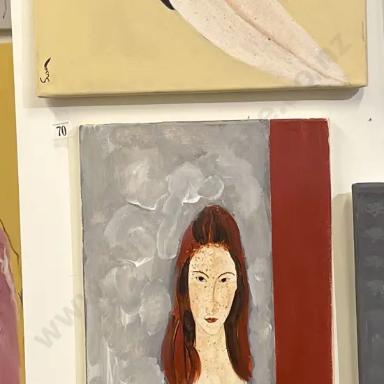 Susan Adams - Modigliani Lady With Pearls & Other- Acrylic on Board (2)
