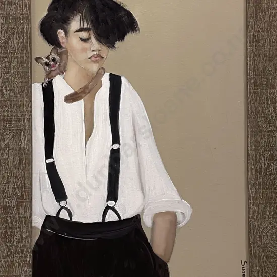 Susan Adams - Muse with Sugar Glider - Acrylic on Board
