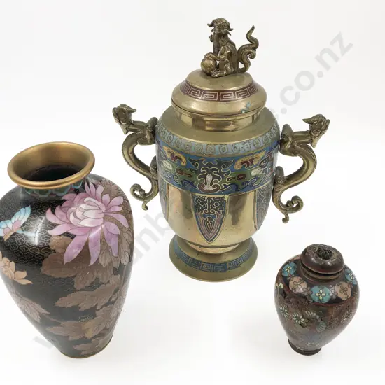 Three Various Cloisonne Vases (small vintage with faults