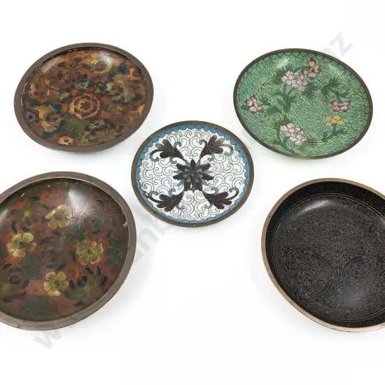Five Various Cloisonné Dishes
