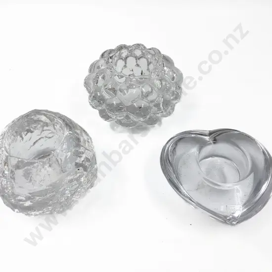 Three Heavy Glass Candle Stands