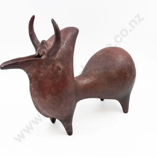 Pottery Stylized Bull Ornament