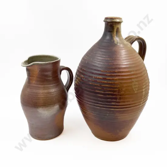 Large NZ Pottery Flask and Paul Melser Jug