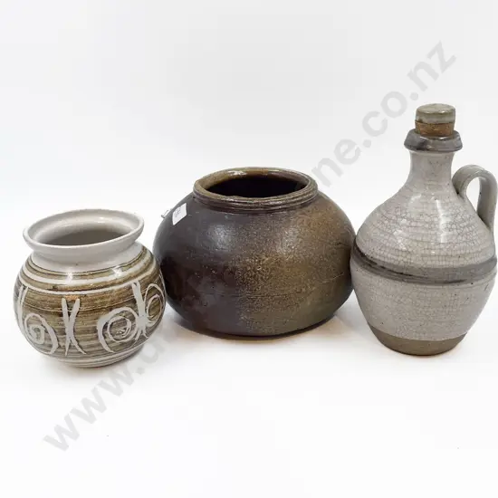 Hamner Pottery Vase (hairline crack) and Two Other Pottery Pieces