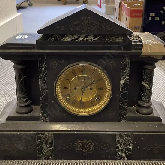 Victorian Black Slate Mantel Clock