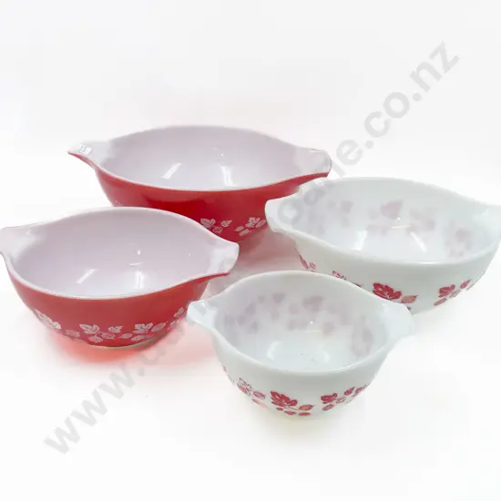 Four Pirex Style Glass Mixing Bowls