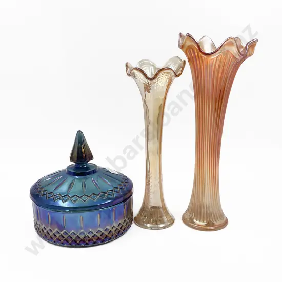 Three Pieces of Carnival Glass