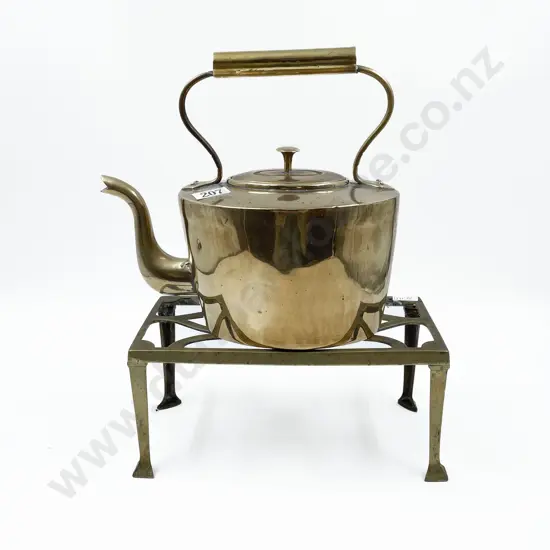 Victorian Brass Kettle and Trivet