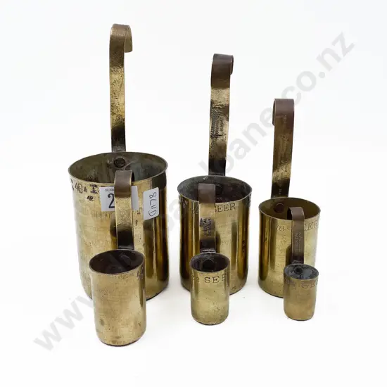Set of Six Indian Brass Cylinder Measures
