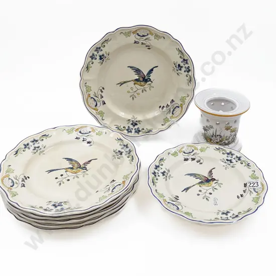 French Clery Longchamp Seven Piece Dessert Set and Italian Burner Stand