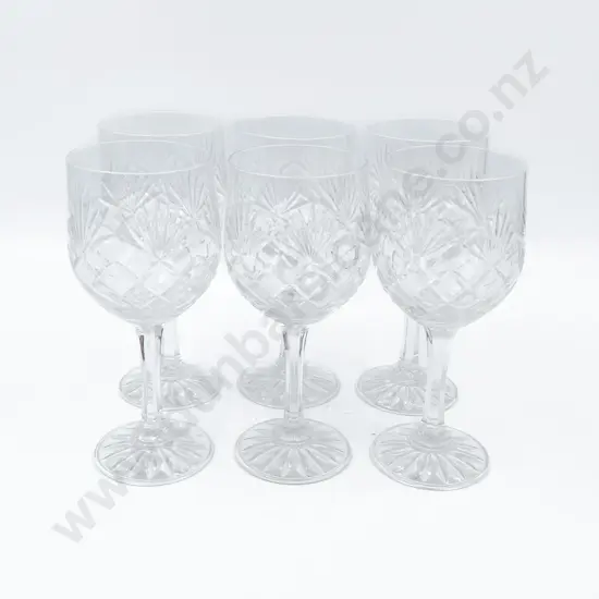 Six Crystal Red Wine Goblets