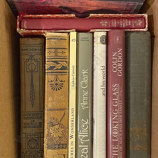 Various Books Including Alice in Wonderland