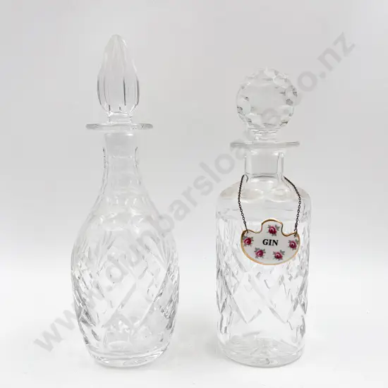 Two Heavy Crystal Decanters
