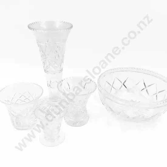 Stewart Crystal Bowl and Four Others