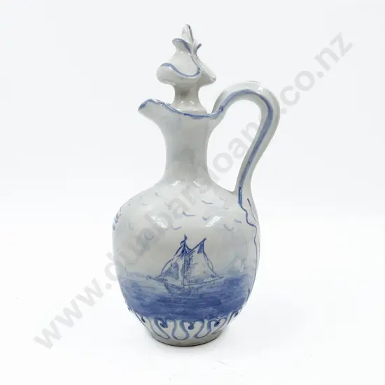 Vintage French Labbe Francois Delft Pottery Liqueur Jug