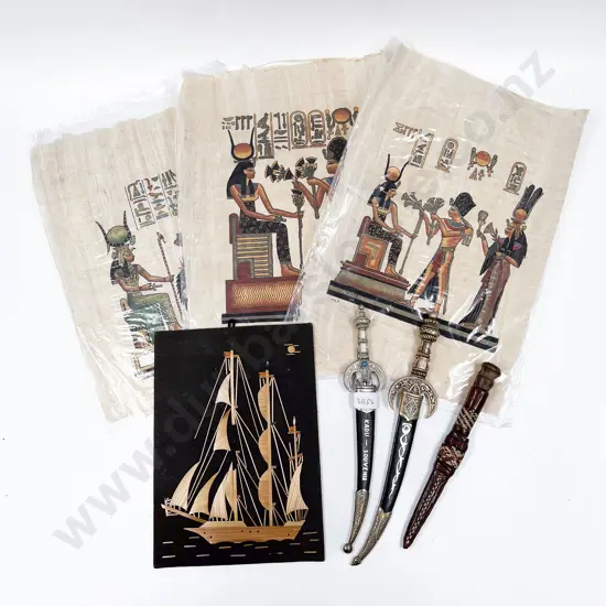 Three Reproduction Daggers together with Three Loose Artworks and Other