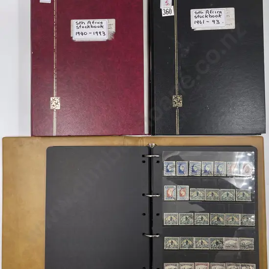 Stamp Binder and Two Stock Books Containing South Africa 1920 - 1950