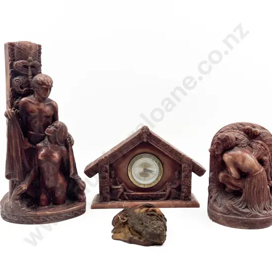 Carved Resin Table Lamp and Three Others