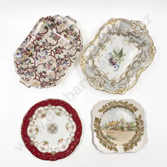 Maling Tray together with Other Fancy China Tray and Two Plates