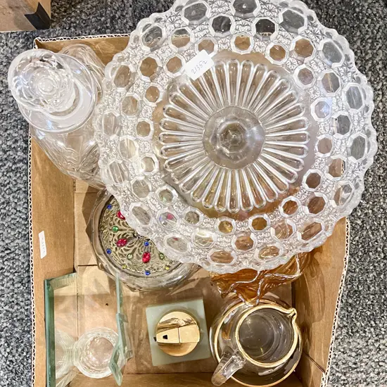 Quantity of Assorted Glass Ware including Glass Comport and Decanter
