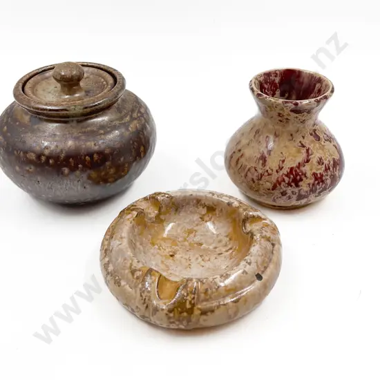 Two Pieces of Early Crown Lynn Unmarked together with Pottery Lidded Vase