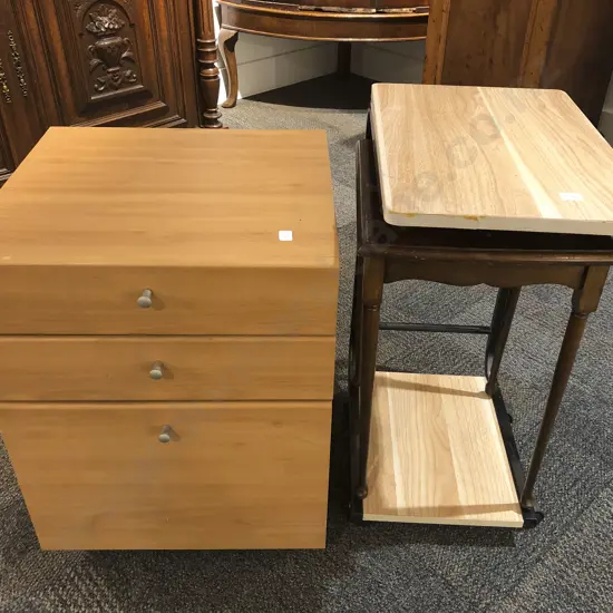 Filing Cabinet together with Two Occasional Tables