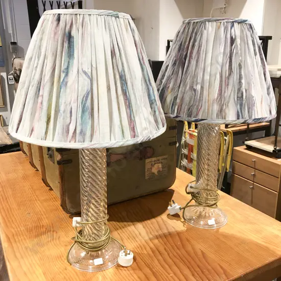 Pair of Pressed Glass Lamps