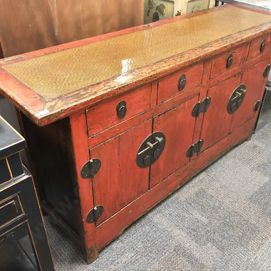 Chinese Red Lacquered Sideboard