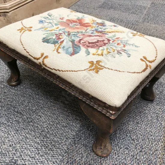 Oak Tapestry Top Foot Stool