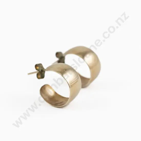 Pair 9ct Plain Wide Hoop Earrings