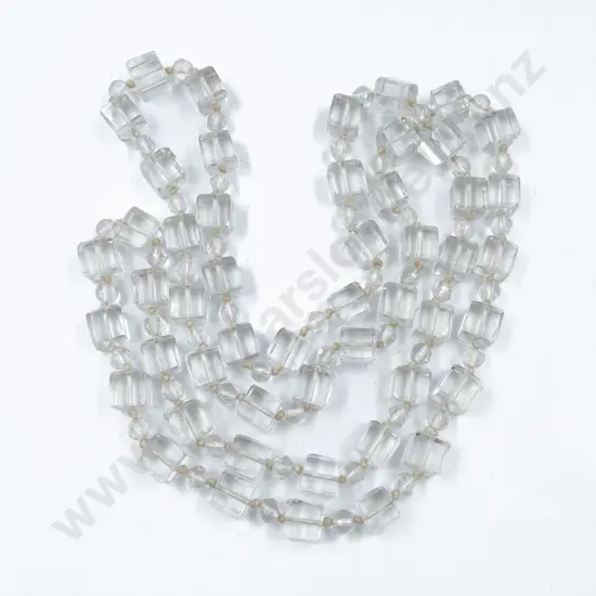 Edwardian Single Strand Uniform Clear Glass Bead Necklace