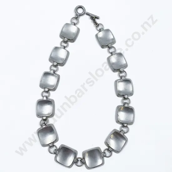 Jorgen Jensen Denmark No311 Modernist Pewter Square Link Necklace