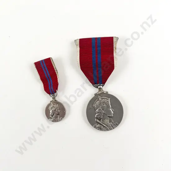EIIR 1953 Coronation Medal with matching Miniature