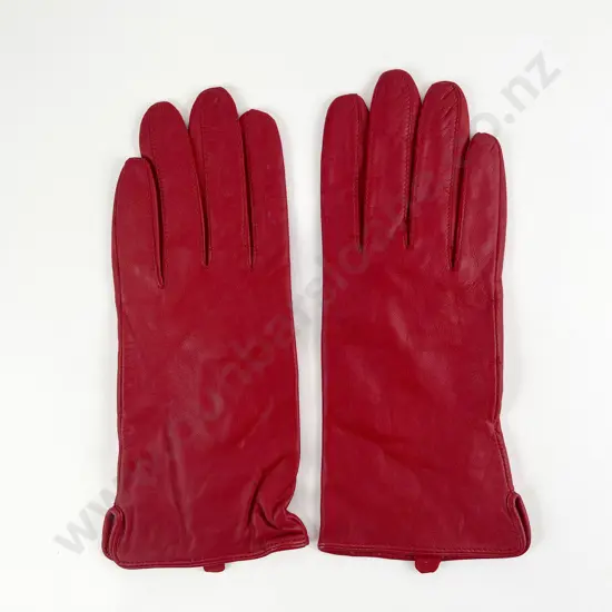 Toni Perotti Ersatz Silk Lined Red Leather Gloves size 8.5