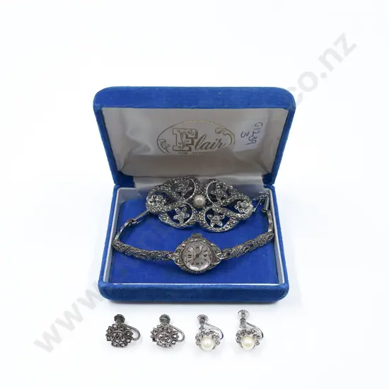 Vintage Progress Ladies Marcasite Dress Wrist Watch