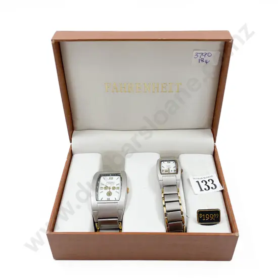 Boxed Fahrenheit Gents and Matching Ladies Quartz Wrist Watches