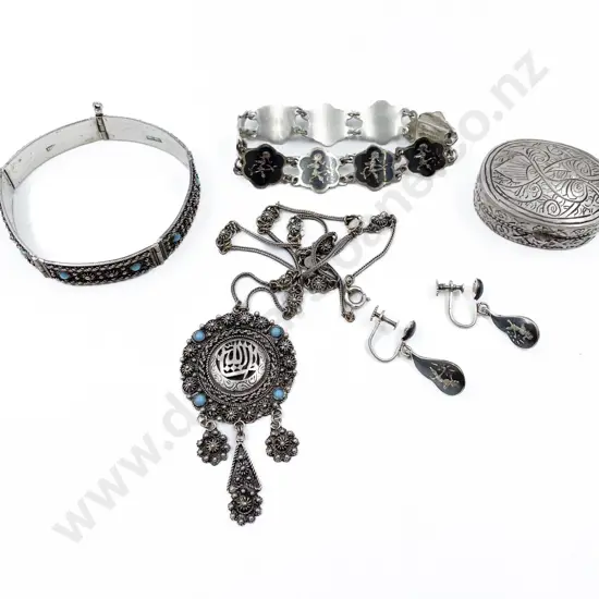 Vintage Turkish Nu-Nu Silver and Turquoise Bracelet