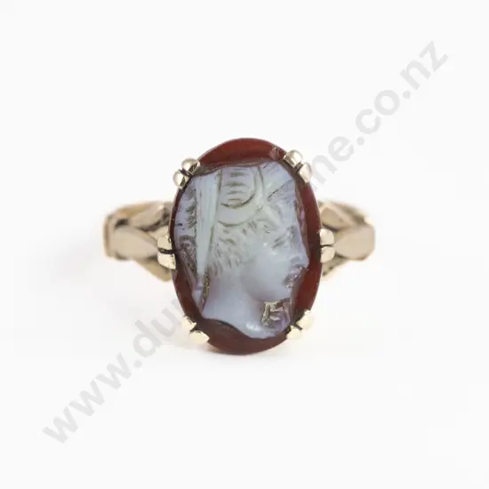 9ct Carnelian Cameo Portrait Ring