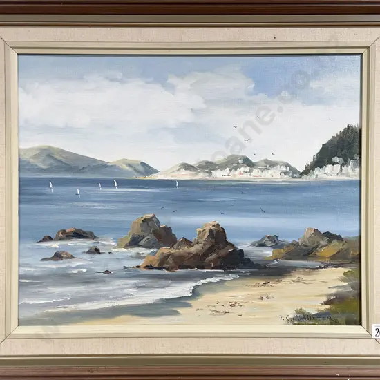 P D McAlister - Coastal Landscape - Oil on Board