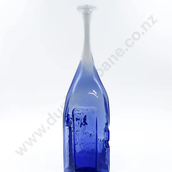 Tony Kuepfer Blue Glass Bottle Vase