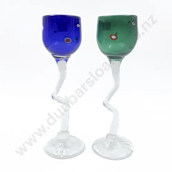 Two Venus Studio Glass Goblets