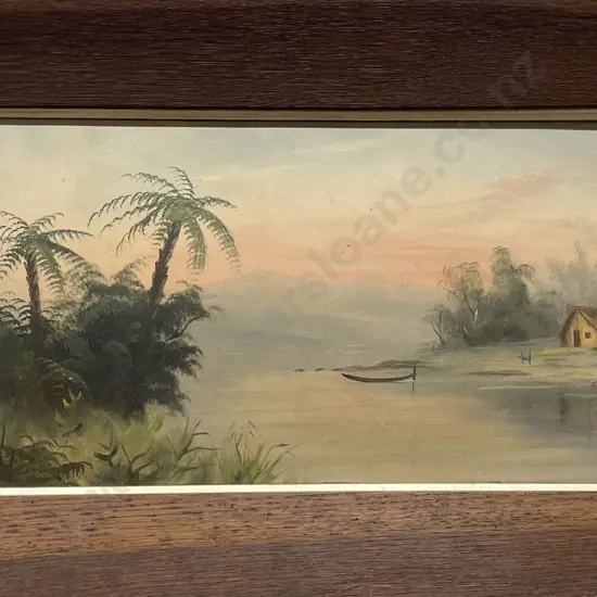 G De Ritz - Lake Rotoma - Oil on Board