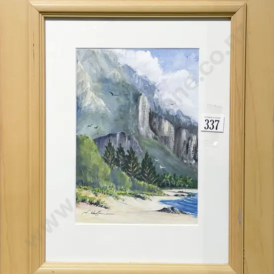 N Hoffman - Coastal Landscape - Watercolour & Gouache