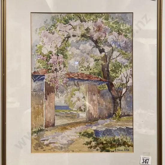 G Venn Ellis - Gateway with Wisteria - Watercolour
