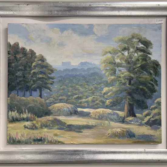 J W Forbes - Hay Ricks - Oil on Board